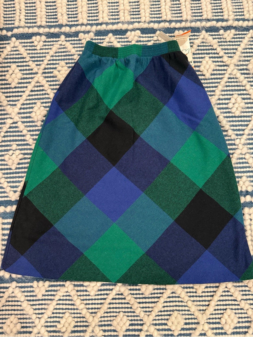 Vintage Russ NWT Green & Blue Plaid A-Line Skirt
